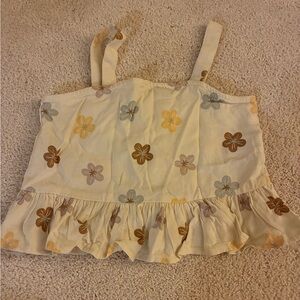 Rylee + Cru Floral Print Top with Ruffles